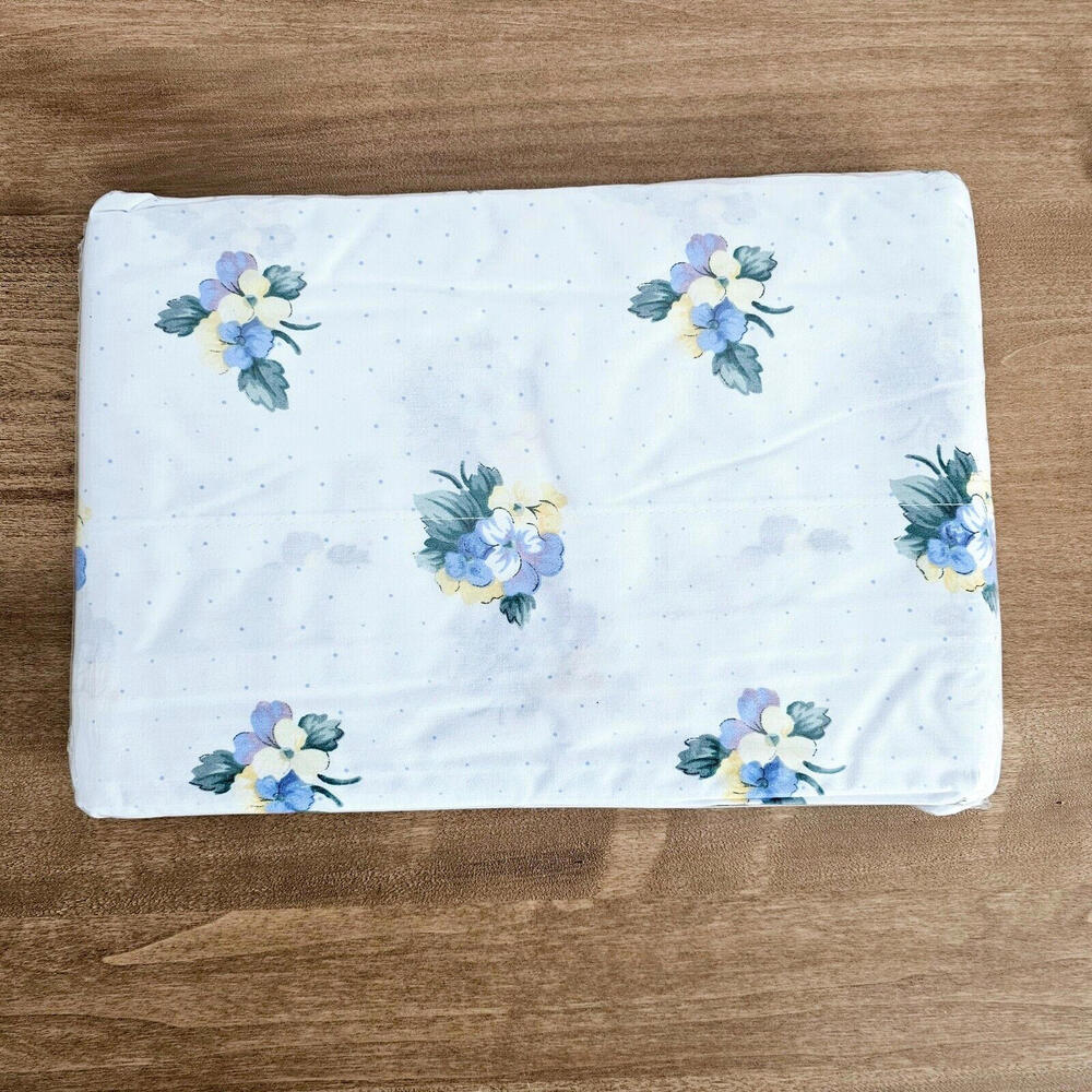 Thomaston Mills Full Flat Sheet N Port Garden Pansies Floral New Old Stock